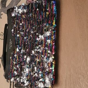 Victoria's Secret Rainbow Sequins Makeup Bag And Extra Clutch/Makeup Bag.